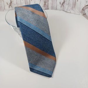 Joske's Men's Polyester Tie Blue Brown Gray Diagonal Vintage
